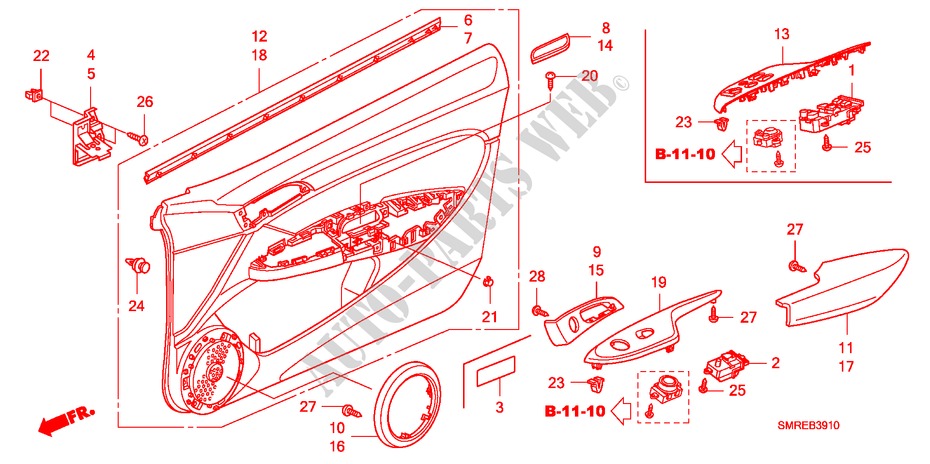RECUBRIMIENTO DE PUERTA(LH) para Honda CIVIC 2.0 TYPE-R   CHAMP 3 Puertas 6 velocidades manual 2011