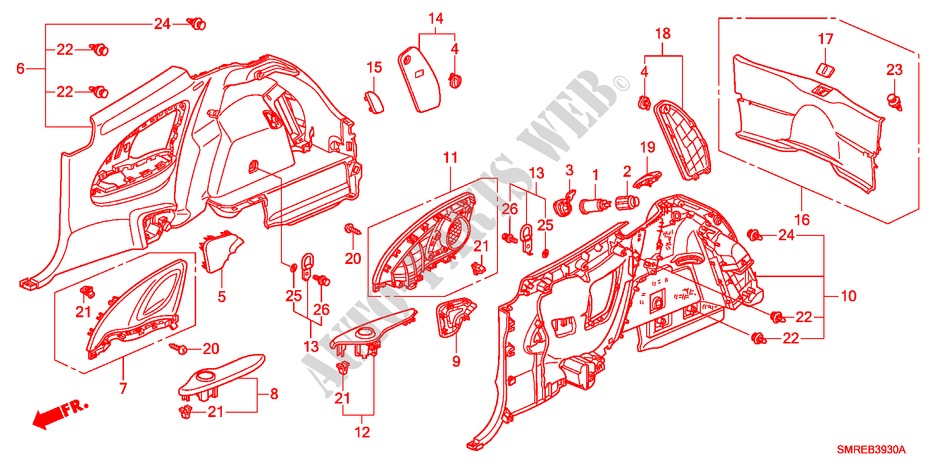 RECUBRIMIENTO LATERAL para Honda CIVIC 2.0 TYPE-R    PLUS 3 Puertas 6 velocidades manual 2011
