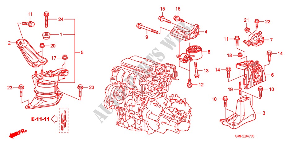 SOPORTES DE MOTOR(1.4L) para Honda CIVIC 1.4 TYPE-S 3 Puertas Transmisión Manual Inteligente 2011
