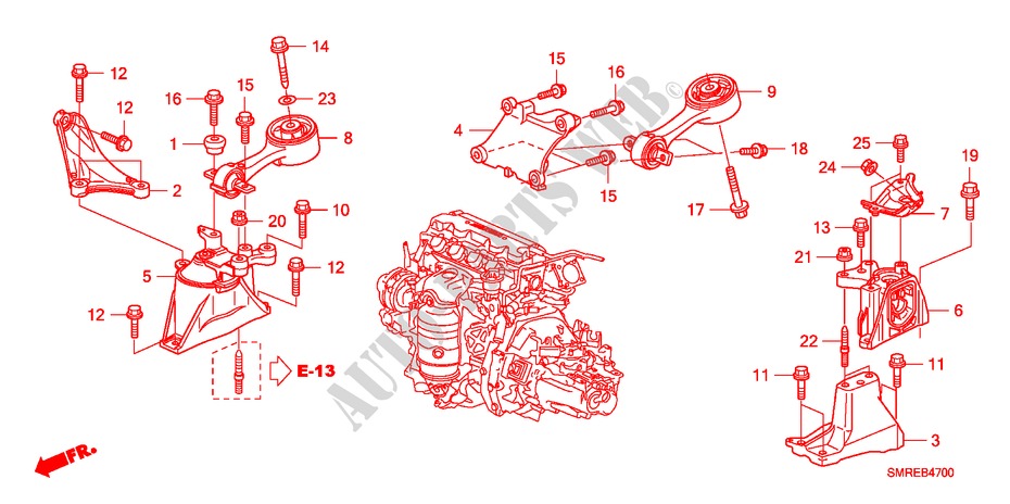 SOPORTES DE MOTOR(1.8L) para Honda CIVIC 1.8 TYPE-S 3 Puertas Transmisión Manual Inteligente 2010