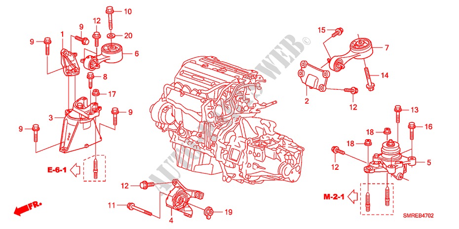 SOPORTES DE MOTOR(2.0L) para Honda CIVIC 2.0 TYPE-R 3 Puertas 6 velocidades manual 2011