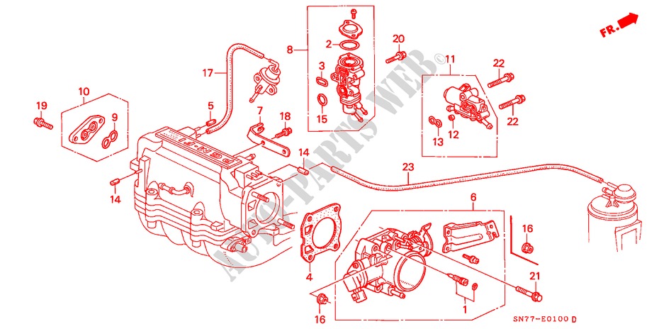 CUERPO MARIPOSA GASES(SOHC) para Honda ACCORD 2.0ILS 4 Puertas 5 velocidades manual 1993