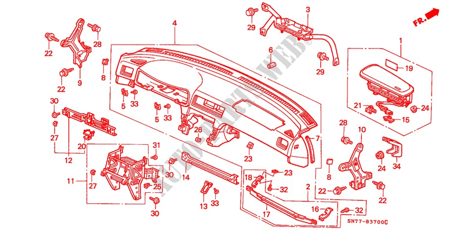 PANEL DE INSTRUMENTO(LH) para Honda ACCORD 2.0IS 4 Puertas 5 velocidades manual 1993