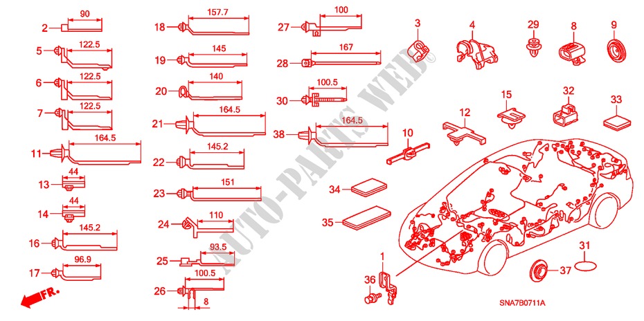 BANDA DE JUEGO DE CABLES/SOPORTE (RH) para Honda CIVIC 1.8 SES 4 Puertas 5 velocidades automática 2007