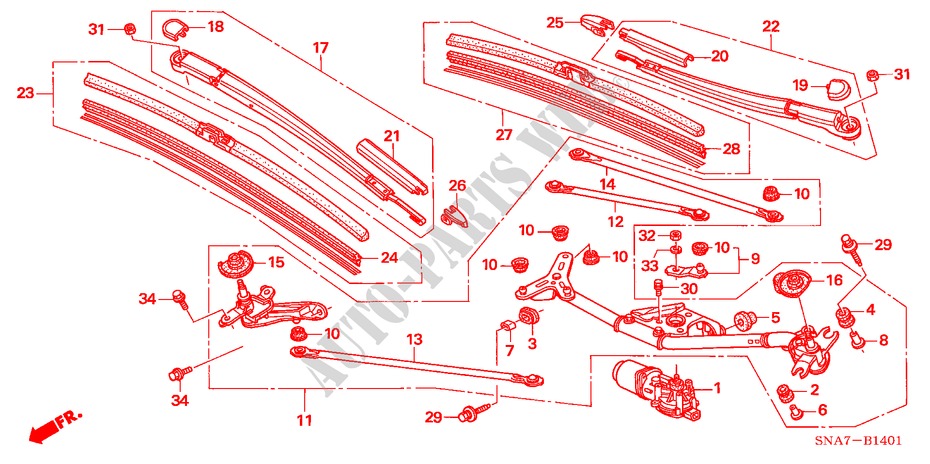 LIMPIAPARABRISAS (RH) para Honda CIVIC 1.8 SES 4 Puertas 6 velocidades manual 2006