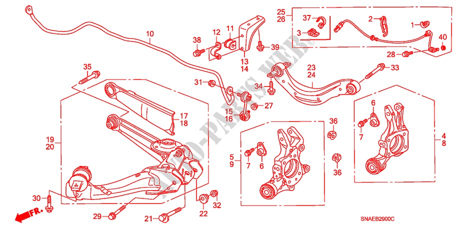 BRAZO INFERIOR TRASERO para Honda CIVIC 1.8 ES 4 Puertas 6 velocidades manual 2008