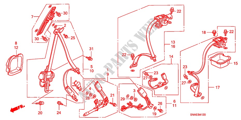 CINTURONES DE SEGURIDAD para Honda CIVIC 1.8 ES 4 Puertas 6 velocidades manual 2008