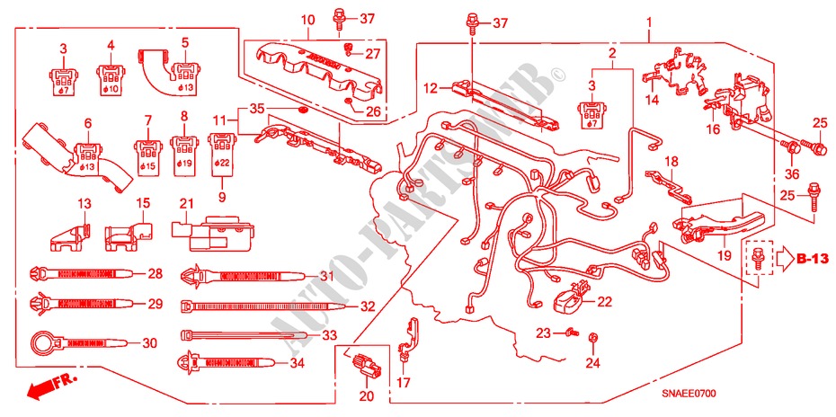 CONJ. DE CABLES DE MOTOR para Honda CIVIC 1.8 ES 4 Puertas 6 velocidades manual 2008