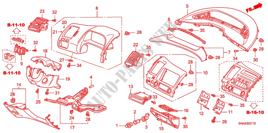 GUARNICION DE INSTRUMENTO(LADO DE CONDUCTOR) (LH) para Honda CIVIC 1.8 ES 4 Puertas 6 velocidades manual 2008