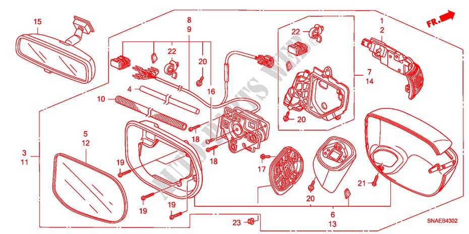 RETROVISOR(LADO DE GIRO) (GIRO AUTOMATICO) para Honda CIVIC 1.8 ES 4 Puertas 6 velocidades manual 2008