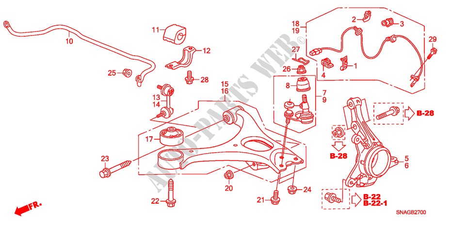 CHARNELA para Honda CIVIC 1.8 LSSP 4 Puertas 6 velocidades manual 2010
