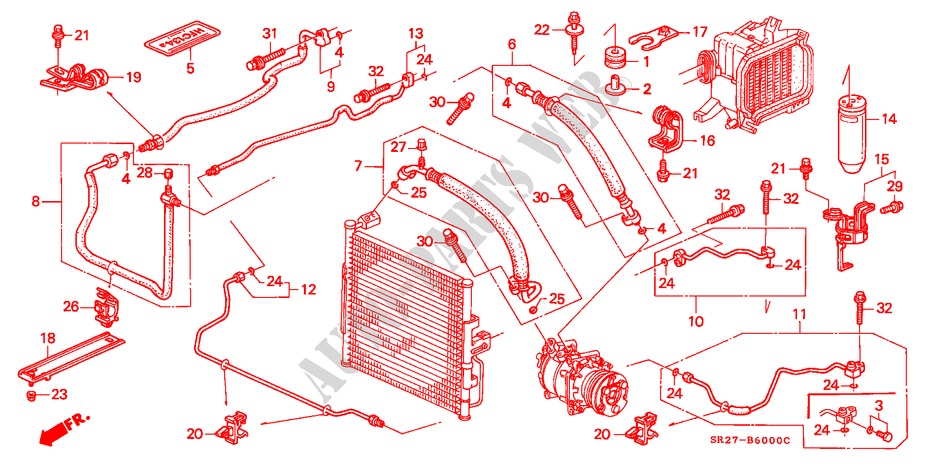 ACONDICIONADOR DE AIRE (MANGUERAS/TUBERIAS)(LH) para Honda CIVIC CRX VTI 2 Puertas 5 velocidades manual 1992