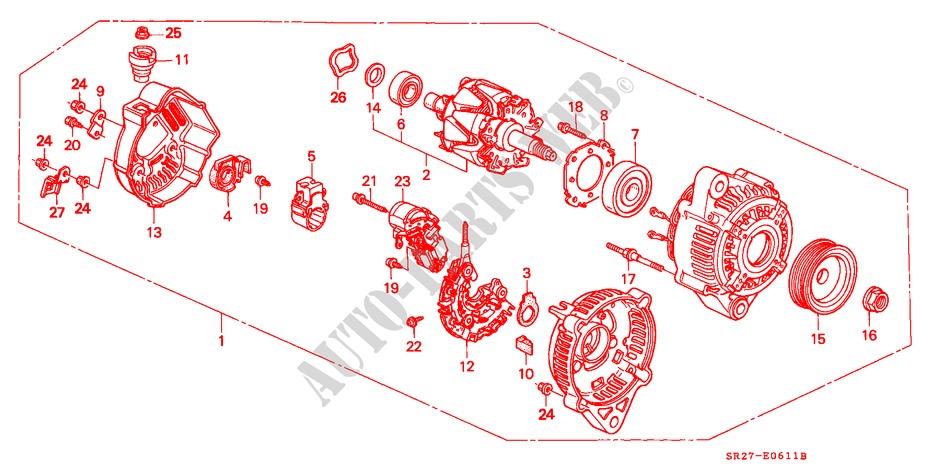 ALTERNADOR(DENSO)(DOHC) para Honda CIVIC CRX VTI 2 Puertas 5 velocidades manual 1995