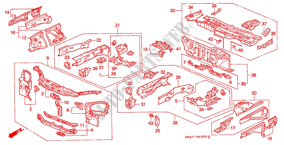CONTENCION DELANTERA para Honda CIVIC CRX ESI 2 Puertas 5 velocidades manual 1997