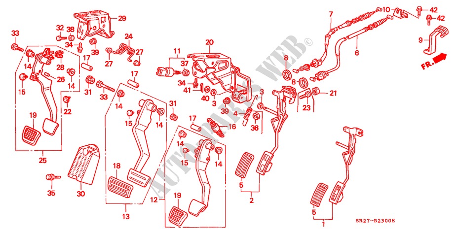 PEDAL(LH) para Honda CIVIC CRX ESI 2 Puertas 5 velocidades manual 1994