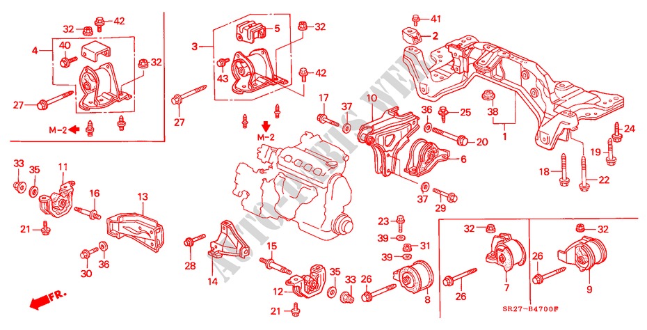 SOPORTES DE MOTOR(SOHC)(MT) para Honda CIVIC CRX ESI 2 Puertas 5 velocidades manual 1997