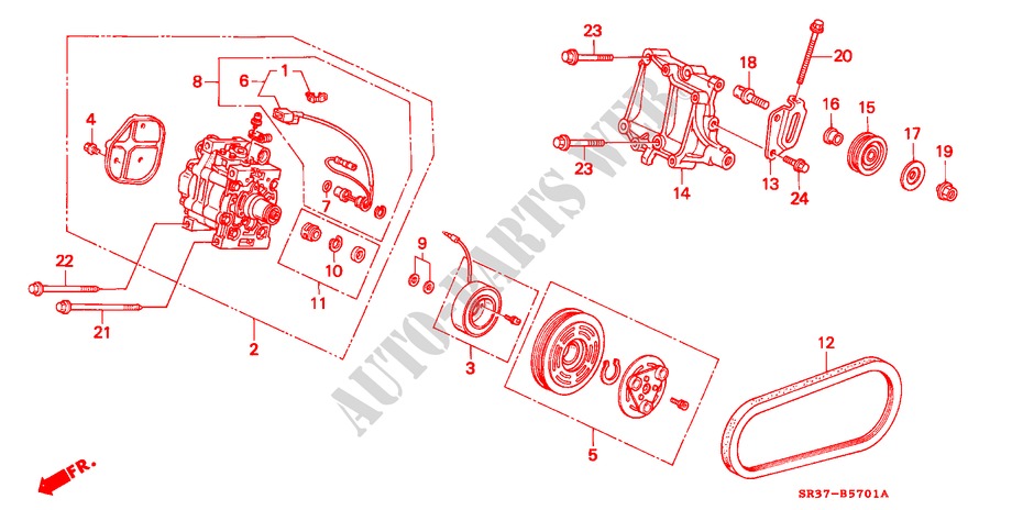 ACON. DE AIRE(COMPRESOR) (MATSUSHITA)('92) para Honda CIVIC LSI 3 Puertas 5 velocidades manual 1992