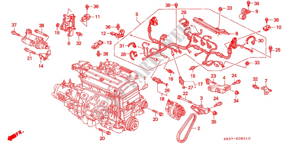 CONJ. DE CABLES DE MOTOR/ABRAZADERA(DOHC VTEC) para Honda CIVIC LSI 3 Puertas 4 velocidades automática 1994