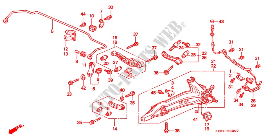 ESTABILIZADOR TRASERO/TRASERO BRAZO INFERIOR para Honda CIVIC DX 3 Puertas 5 velocidades manual 1994