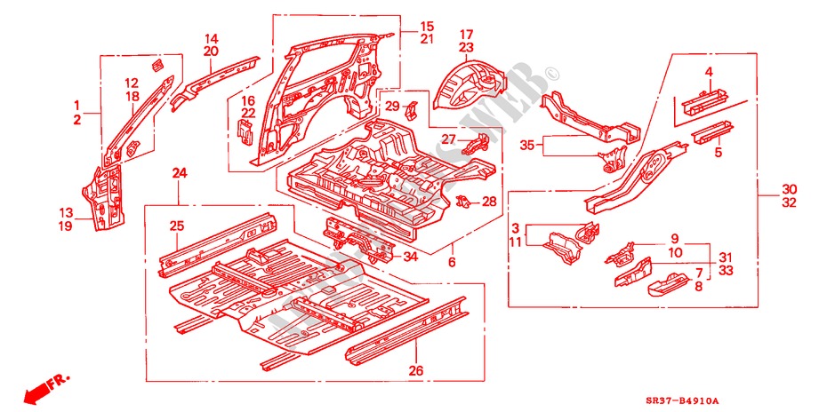 ESTRUCTURA DE CUERPO(PANEL INTERIOR) para Honda CIVIC DXI        AUSTRIA 3 Puertas 5 velocidades manual 1994