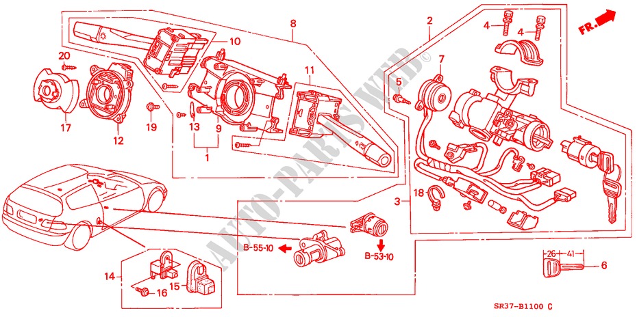 INTERRUPTOR COMBINACION para Honda CIVIC LSI 3 Puertas 5 velocidades manual 1992