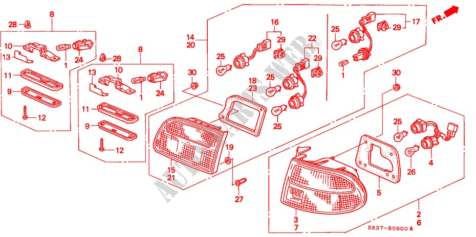 LUZ TRASERA para Honda CIVIC DX 3 Puertas 5 velocidades manual 1994