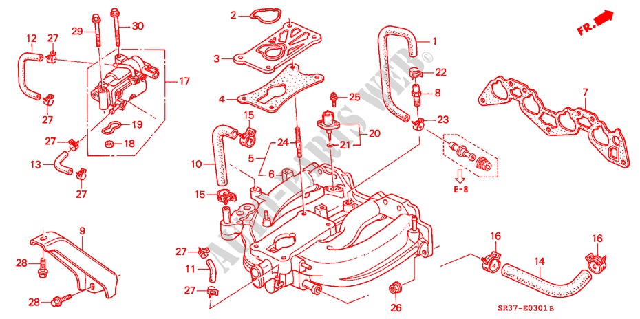 MULTIPLE DE ADMISION(PGM FI) (SOHC) para Honda CIVIC LSI 3 Puertas 5 velocidades manual 1992