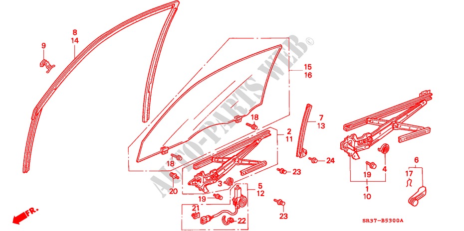 VENTANILLAS DE PUERTA para Honda CIVIC LSI 3 Puertas 5 velocidades manual 1993