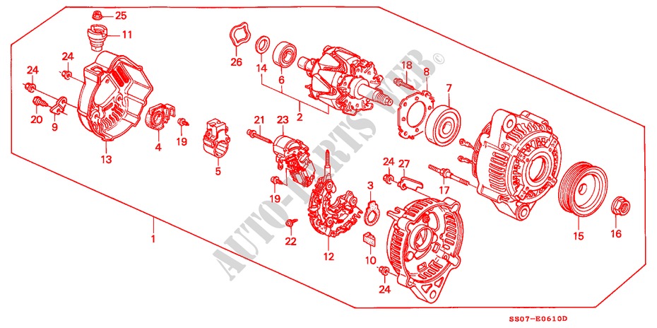 ALTERNADOR(DENSO) para Honda PRELUDE DOHC VTEC 2 Puertas 5 velocidades manual 1993