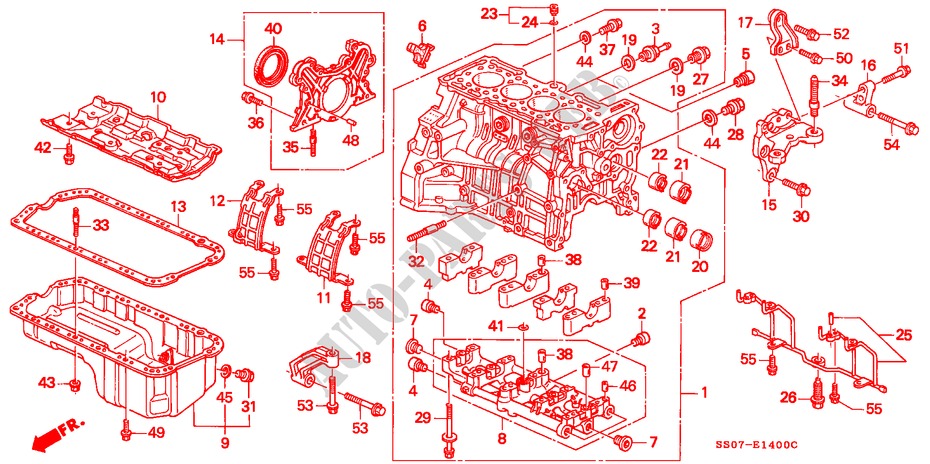 BLOQUE DE CILINDRO/COLECTOR DE ACEITE para Honda PRELUDE DOHC VTEC 2 Puertas 5 velocidades manual 1993