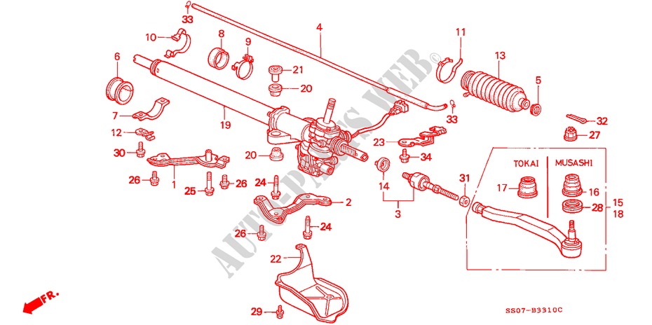 CAJA DE ENGRANAJE DE P.S.(1) para Honda PRELUDE DOHC VTEC 2 Puertas 5 velocidades manual 1993