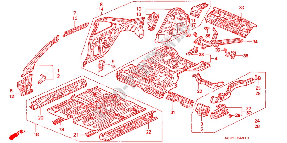 ESTRUCTURA DE CUERPO(2) para Honda PRELUDE DOHC VTEC 2 Puertas 5 velocidades manual 1993
