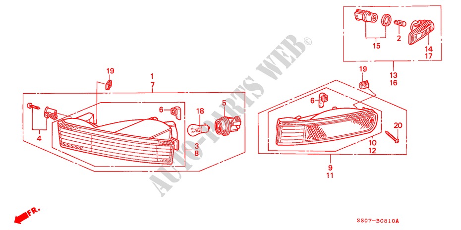 LUZ DE COMBINACION para Honda PRELUDE DOHC VTEC 2 Puertas 5 velocidades manual 1993