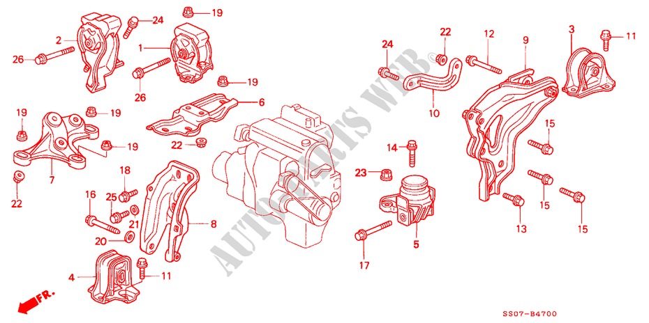 SOPORTES DE MOTOR para Honda PRELUDE DOHC VTEC 2 Puertas 5 velocidades manual 1993