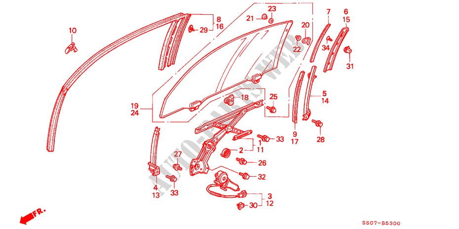 VENTANILLAS DE PUERTA para Honda PRELUDE DOHC VTEC 2 Puertas 5 velocidades manual 1993