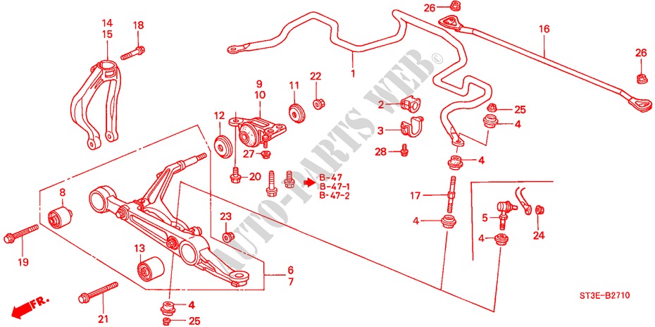 ESTABILIZADOR DELANTERO/ BRAZO INFERIOR DELANTERO para Honda CIVIC 1.4IS       L.P.G. 5 Puertas 5 velocidades manual 1999
