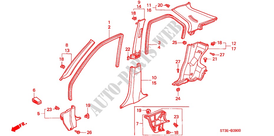 GUARNICION DE PILAR(LH) para Honda CIVIC 1.4IS       L.P.G. 5 Puertas 5 velocidades manual 1999