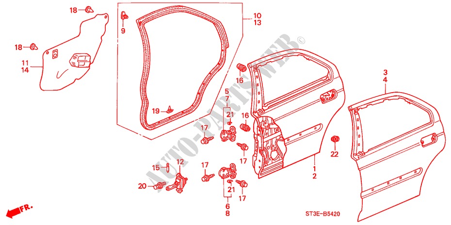 PANELES DE PUERTA TRAS. para Honda CIVIC 1.4IS       L.P.G. 5 Puertas 5 velocidades manual 1999
