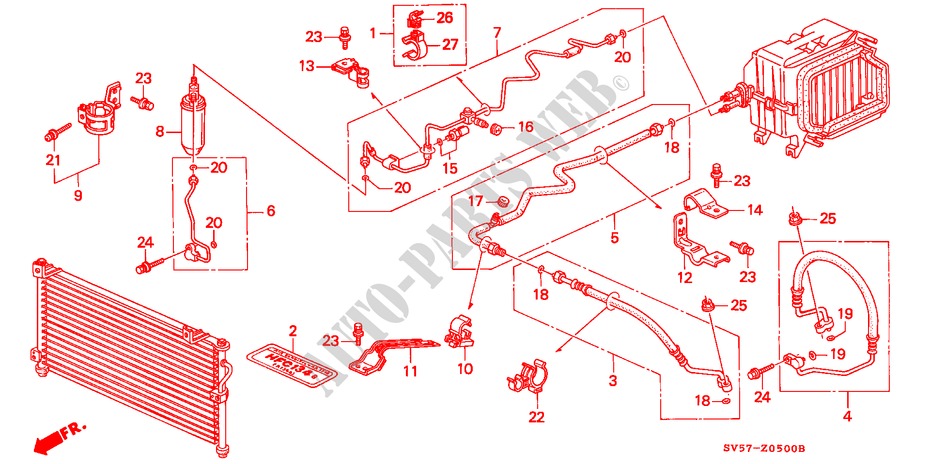 ACONDICIONADOR DE AIRE (MANGUERAS/TUBERIAS)(LH) para Honda ACCORD AERODECK 2.0ILS 5 Puertas 5 velocidades manual 1994