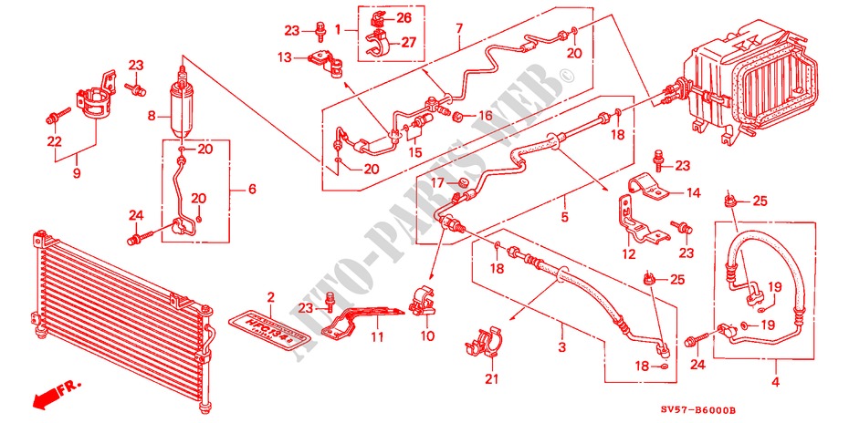 ACONDICIONADOR DE AIRE (MANGUERAS/TUBERIAS)(LH) para Honda ACCORD AERODECK 2.0IES 5 Puertas 5 velocidades manual 1995