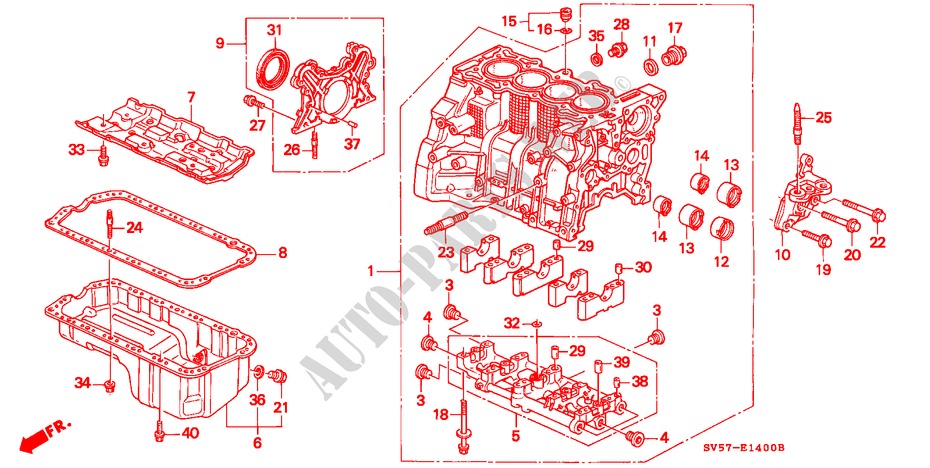 BLOQUE DE CILINDRO/COLECTOR DE ACEITE para Honda ACCORD AERODECK 2.0IES 5 Puertas 5 velocidades manual 1994