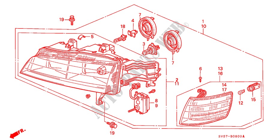 FARO DELANTERO(E,G,Q,S) para Honda ACCORD AERODECK 2.0ILS 5 Puertas 5 velocidades manual 1994
