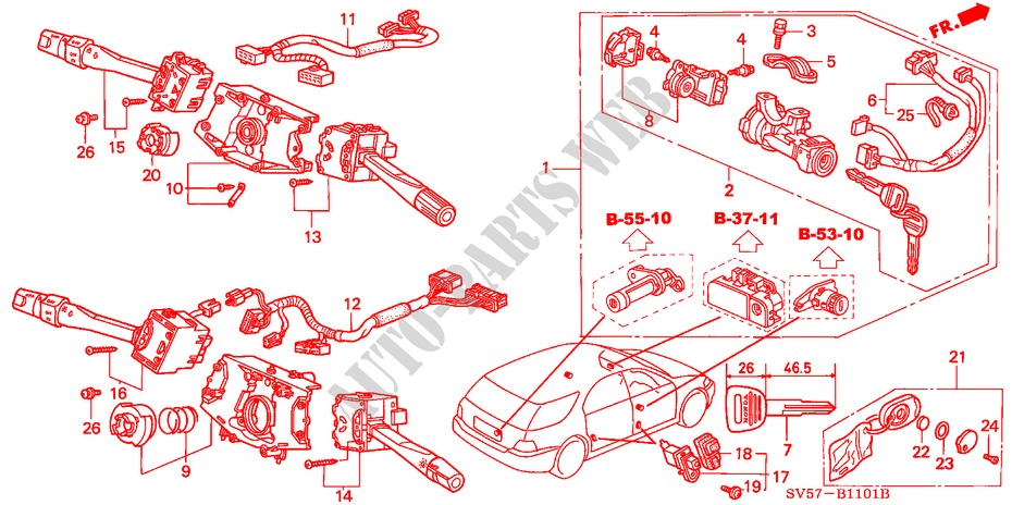 INTERRUPTOR COMBINACION(RH) ( '95) para Honda ACCORD AERODECK 2.0ILS 5 Puertas 5 velocidades manual 1994