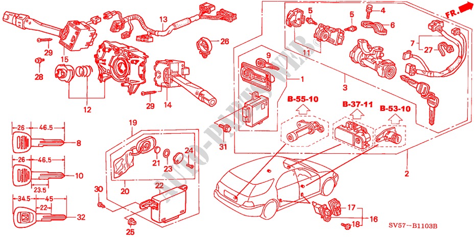 INTERRUPTOR COMBINACION(RH) ('96 ) para Honda ACCORD AERODECK 2.2IES 5 Puertas 5 velocidades manual 1997