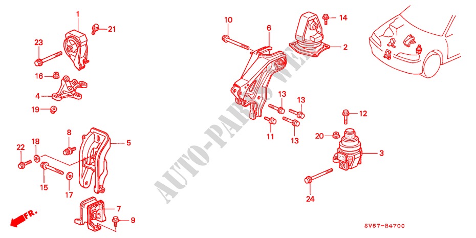 SOPORTES DE MOTOR(MT) para Honda ACCORD AERODECK 2.0IES 5 Puertas 5 velocidades manual 1995