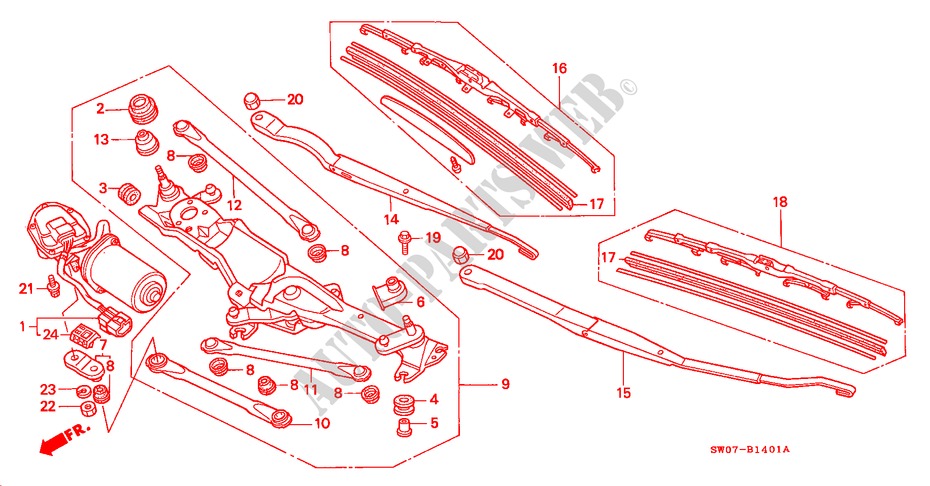 LIMPIAPARABRISAS (RH) para Honda NSX NSX-T 2 Puertas 5 velocidades manual 1995