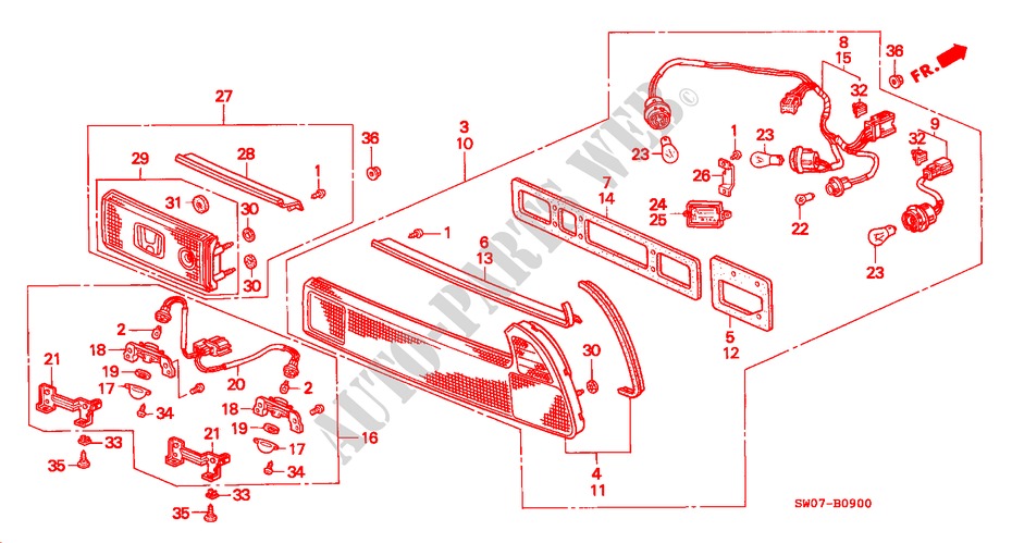 LUZ TRASERA (KE/KF/KG/KQ/KX) para Honda NSX NSX-T 2 Puertas 5 velocidades manual 1995