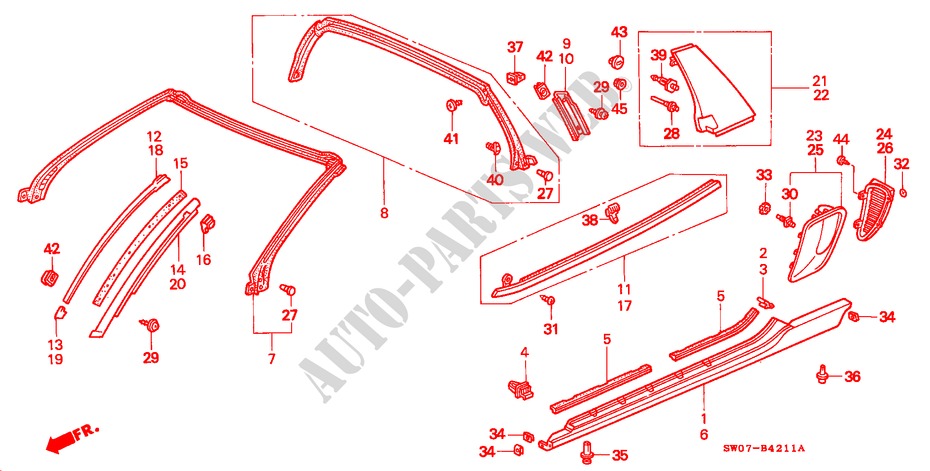 MOLDURA(NSX T) para Honda NSX NSX-T 2 Puertas 5 velocidades manual 1995
