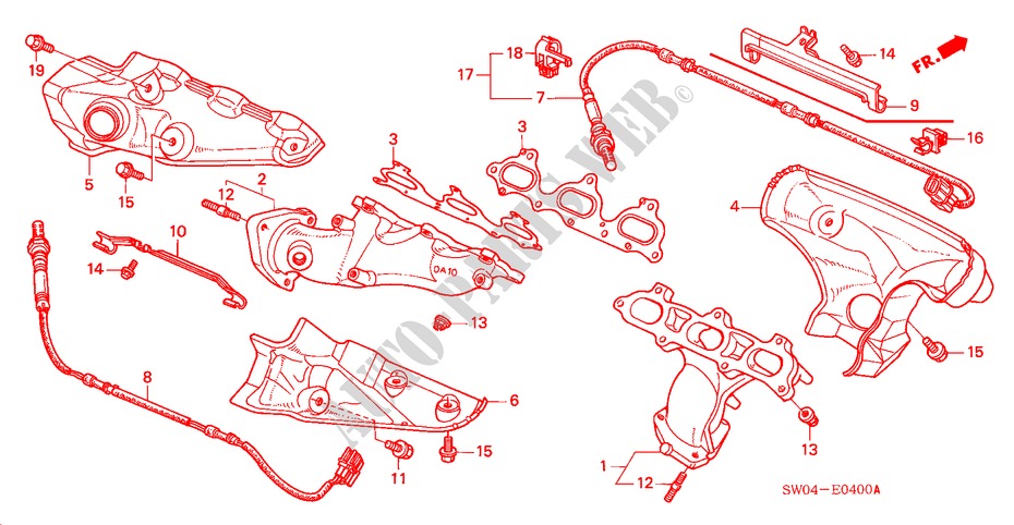 MULTIPLE DE ESCAPE(3.0L) para Honda NSX NSX 2 Puertas 5 velocidades manual 1995