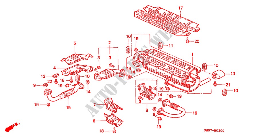 TUBERIA DE ESCAPE(1) para Honda NSX NSX-T 2 Puertas 5 velocidades manual 1995